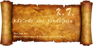 Körözsi Titánia névjegykártya